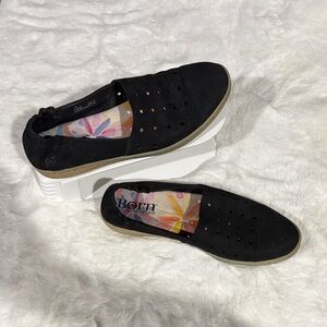 Born Women's Black Leather Slip-On Sneakers